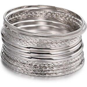 16Pcs Gold Bangle Bracelets for Women - Multi Layer Stackable Textured Bracelets